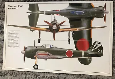 Model Toy Airplane Poster Specs Vintage Original Nakajima KI-43 Hayabusa Sign • $23.82