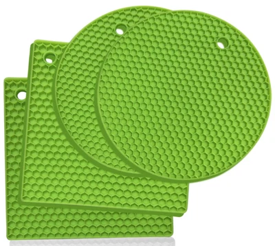 £9.50 • Buy 4 Pieces Non-slip Heat Resistant Silicone Kitchen Trivet Mat Pan Hot Pan Stand
