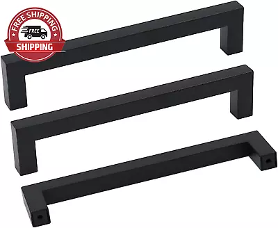 5 Pack Black Square Bar Cabinet Pull Drawer Handle Stainless Steel Modern Hardwa • $31.27