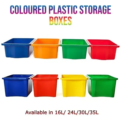 Coloured Plastic Home Storage Boxes Quality Stackable Arts & Craft Toy Container • £10.99