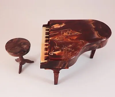 Renwal Miniature Grand Piano & Bench Dollhouse Furniture 1:16 Marbled L74 L73 • $12.99