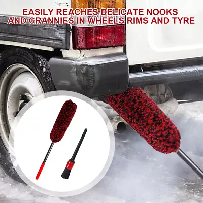 Handheld Ergonomic Wheel Rim Cleaning Brush Exterior Tire Woolies For Car • $25.30