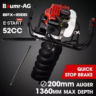 BAUMR-AG Petrol Post Hole Digger Safety Stop Brake 200mm Auger Earth Borer Drill • $371