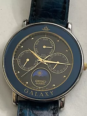 Seiko Galaxy Triple Date Moon Phase Gold Plated Quartz Watch 5Y88-601A • $249