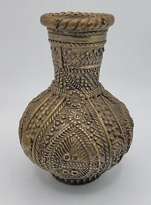 Mughal Antique Brass Vase 4  Made In India • $95