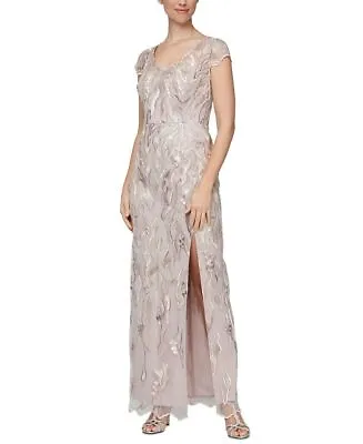 Alex & Eve Women's Embroidered Column Gown Pink Size 12 • $64.48