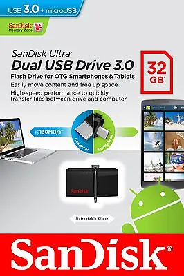 SanDisk 32GB OTG Dual Ultra USB 3.0 Micro Flash Thumb Drive Memory SDDD2-032G • $9.99
