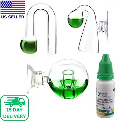 $13.99 • Buy Aquarium Fish Tank Glass Hang On CO2 Drop Checker PH Indicator + Solution Liquid