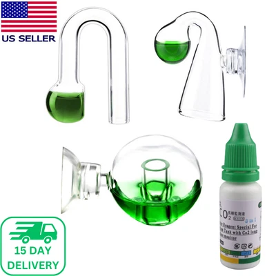$13.99 • Buy Aquarium Fish Tank Glass Hang On CO2 Drop Checker PH Indicator + Solution Liquid