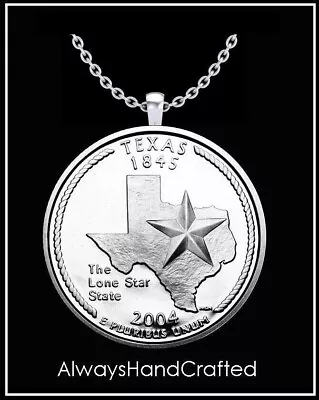 GeetarGizmos TEXAS STATE QUARTER Necklace - Mirror Finish Proof Us Coin • $9.99