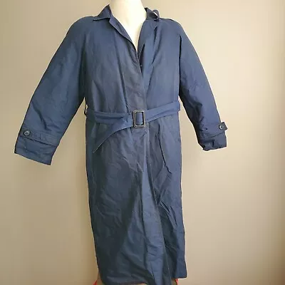 EDDIE BAUER Down GORE-TEX JACKET Winter Trench Coat Womens Medium Long Blue • $33.33