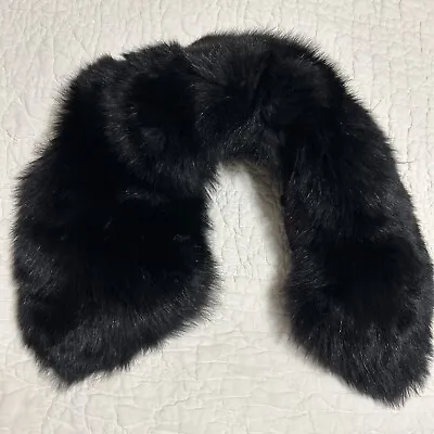 Vtg Mink Fur Collar Neck Warmer Satin Lined Scarf Hooks Black Katherine Kelly • $25