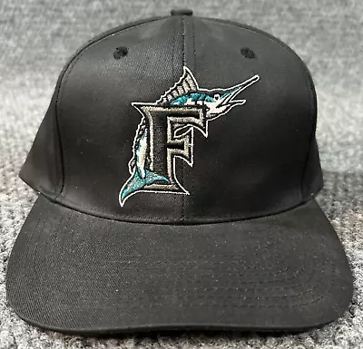 Vtg New Era Florida Marlins Snapback Black W Blue Logo 90s Y2K NOS MLB • $24.97