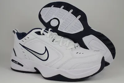 Nike Air Monarch Iv 4 Extra Wide 4e Eeee White/silver/navy Blue Trainer Men Size • $79.99