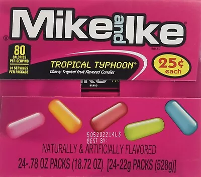 Mike And Ike Tropical Typhoon Fruit Chewy Candy Box 24 Ct Packs Bulk Candies • $13.29