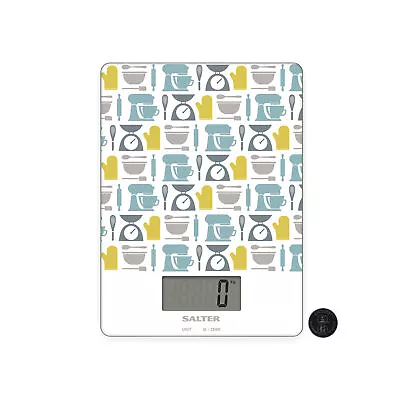 Salter Digital Kitchen Scale 5kg Capacity With Slim Glass Platform Gadget Print • £14.99