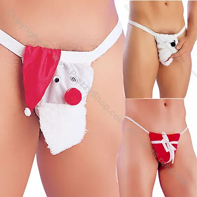 SANTA SNOWMAN PARCEL Christmas Posing Pouch MENS XMAS G-String Thong Briefs • £5.99