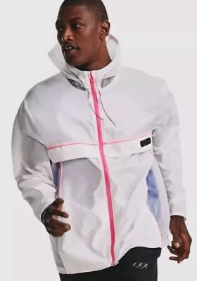 NWT $120 Under Armour Run Anywhere Jacket White Pink Mens 1374229-100 Sz Large  • $44.99