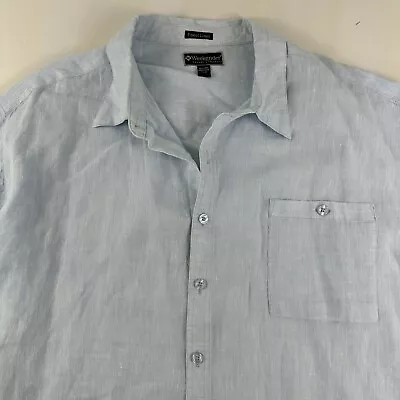 WEEKENDER 100% Linen Shirt Men 3X XXX Light Blue Short Sleeve Button Up EUC • $24.95