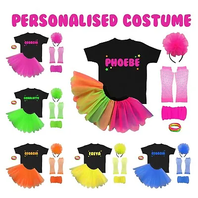 80's Kids Fancy Dress Personalised Custom Neon Costume Handmade Birthday Party  • £19.98