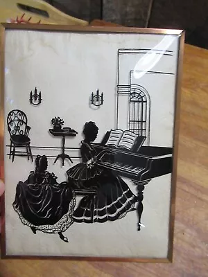 Vintage Convex Silhouette Reverse Paint Picture-Piano • $12.99