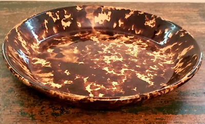 £58.98 • Buy ANTIQUE Bennington ROCKINGHAM Pottery SPONGEWARE Milk BOWL Pie PLATE LG SIZE 12 