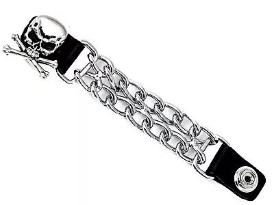 Skull Cross 6 1/2 Inch Motorcycle Vest Extenders Biker Plain 4 Inch Chain Chrome • $14.99