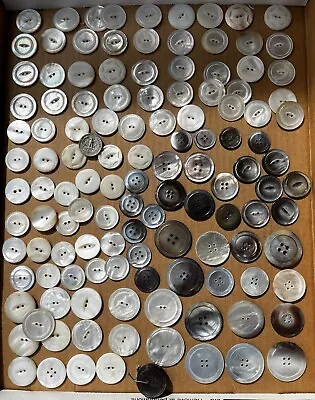 Huge Lot Larger Mother Of Pearl MOP Vintage Buttons 1+ Inch Smokey & White • $0.99