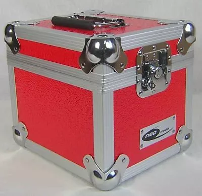 7  Vinyl Singles Record Storage Case DJ Box Holds 100 Neo Media Red Aluminium • £49.98