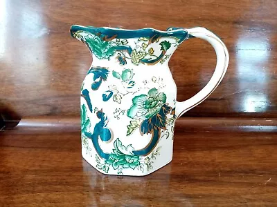 Vintage Mason's Ironstone China Chartreuse White Green & Gold Trim Jug • £8.50