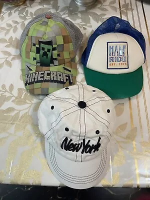 Set Of 3 Kids Baseball Cap New York Minecraft Adjustable SnapBack • $9.90