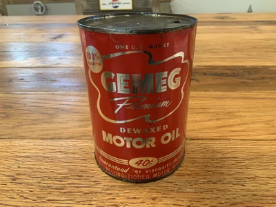 $70 • Buy Vintage GEMEG OIL HOUSTON, TX Dewaxed Motor Oil 40 Cent Priced Qt Metal Can Empt
