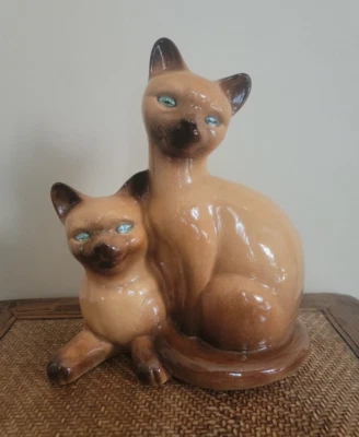 $89.99 • Buy Vintage MCM Siamese Cat TV Lamp Base Rhinestone Eyes