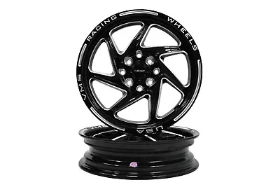 2 15x3.5  Vms Racing Typhoon Skinnes Black Silver Rims Wheels 4x100/4x114 Et10 • $395.15