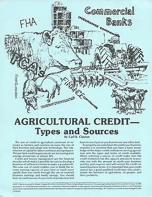 Farm Brochure - A O Smith Harvestore - Agricultural Credit Types Sources (F8423) • $5.79