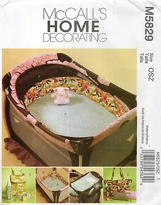 McCall's M5829 Fitted Playpen Sheet Changing Pad Diaper Bag & Accessories UC • $7.95