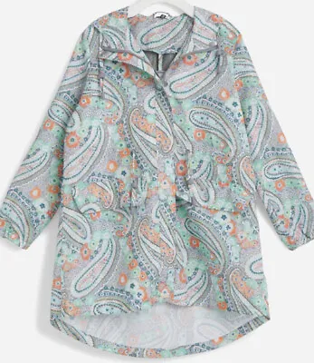 Vera Bradley Packable Rain Coat CITRUS PAISLEY Floral Hooded Jacket NWT $70 • $34