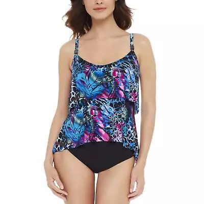 NWT Magicsuit Women's Blue Social Butterfly Grace Swim Tankini Top  Size: 10-16 • $75.99