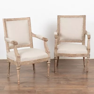 Pair White Painted Gustavian Style Armchairs Sweden Circa 1900's • $4050