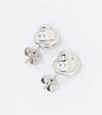$299.99 • Buy Tiffany & Co. Sterling Silver Twist Love Knot Ball Stud Earrings In Pouch & Box