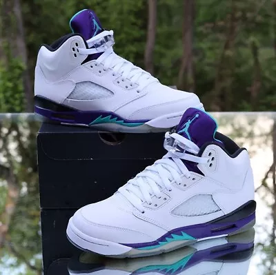 Nike Air Jordan 5 Retro GS Grape 2013 Size 7Y White 440888-108 • $160.95