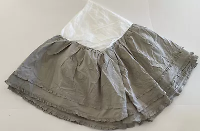 RH Baby & Child Restoration Hardware Crib Skirt Gray Ruffle 100% Cotton Portugal • $26.35