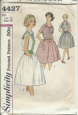 S 4427 Sewing Pattern 60's Retro DRESS Sew Rockabilly Mad Men June Cleaver 12/32 • $9.99