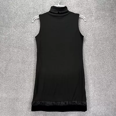 D. EXTERIOR Dress Womens Small Black High Neck Sleeveless Shift Velvet Trim • $35.69