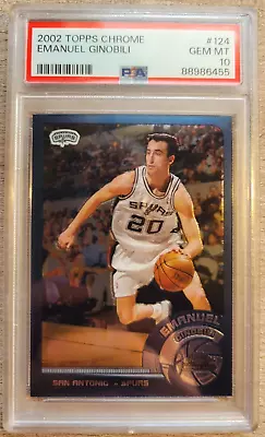 2002-03 Topps Chrome Emanuel “Manu” Ginobili #124 RC Rookie PSA 10 • $119.95