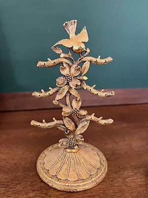 Vintage Matson K673 Gold Plated Ormolu Bird Dogwood Earring Tree Stand • $122