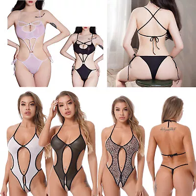 Women Sexy Lace-Up Lingerie Set Nightwear Thong Babydoll Underwear Bodysuit	 • £7.19