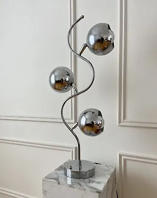 Mcm Space Age Chrome Sputnik Triple Eyeball Curved Table Lamp • $234.76