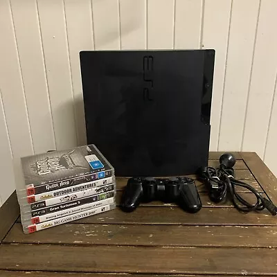 Sony PlayStation 3 PS3 Slim 160GB Console Bundle Black CECH-3002A With 6 Games • $129.99