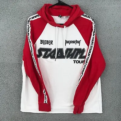 H&M X Justin Bieber Sweater Stadium Tour Adult Small White Pullover Hoodie 25602 • $3.40